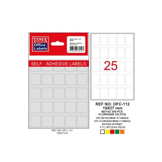 Tanex OFC-112 19x27 Beyaz Kod Laser Etiket