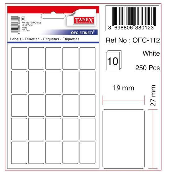 Tanex OFC-112 19x27 Beyaz Kod Laser Etiket Etiket Fiyatı