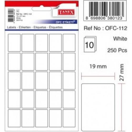 Tanex OFC-112 19x27 Beyaz Kod Laser Etiket