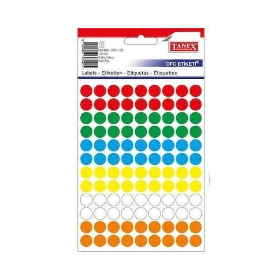 Tanex OFC-128 Mıx Color 50 Adet 10'lu Poşet Ofis Etiketi
