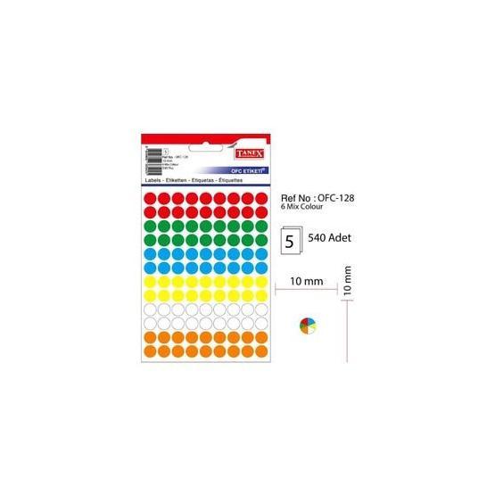Tanex OFC-128 Mıx Color 50 Adet 10'lu Poşet Ofis Etiketi
