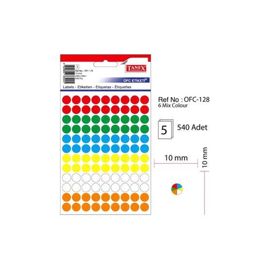 Tanex OFC-128 Mıx Color 50 Adet 10'lu Poşet Ofis Etiketi