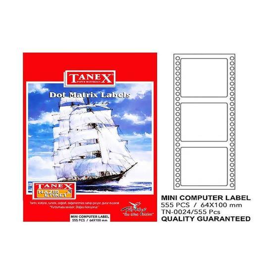 Tanex TN-0024 64x100 mm Sürekli Form Yazıcı Etiketi