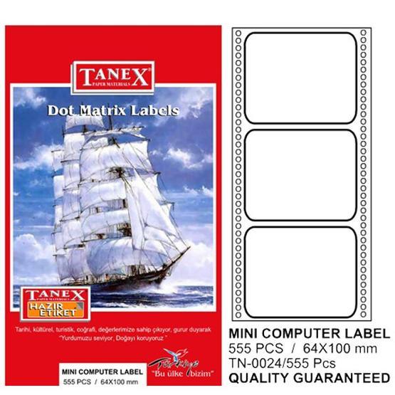 Tanex TN-0024 64x100 mm Sürekli Form Yazıcı Etiketi