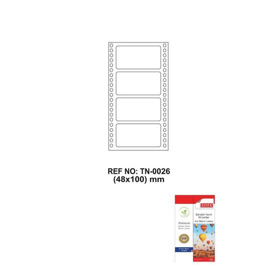 Tanex TN-0026 48x100 mm Sürekli Form Yazıcı Etiketi