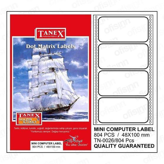 Tanex TN-0026 48x100 mm Sürekli Form Yazıcı Etiketi