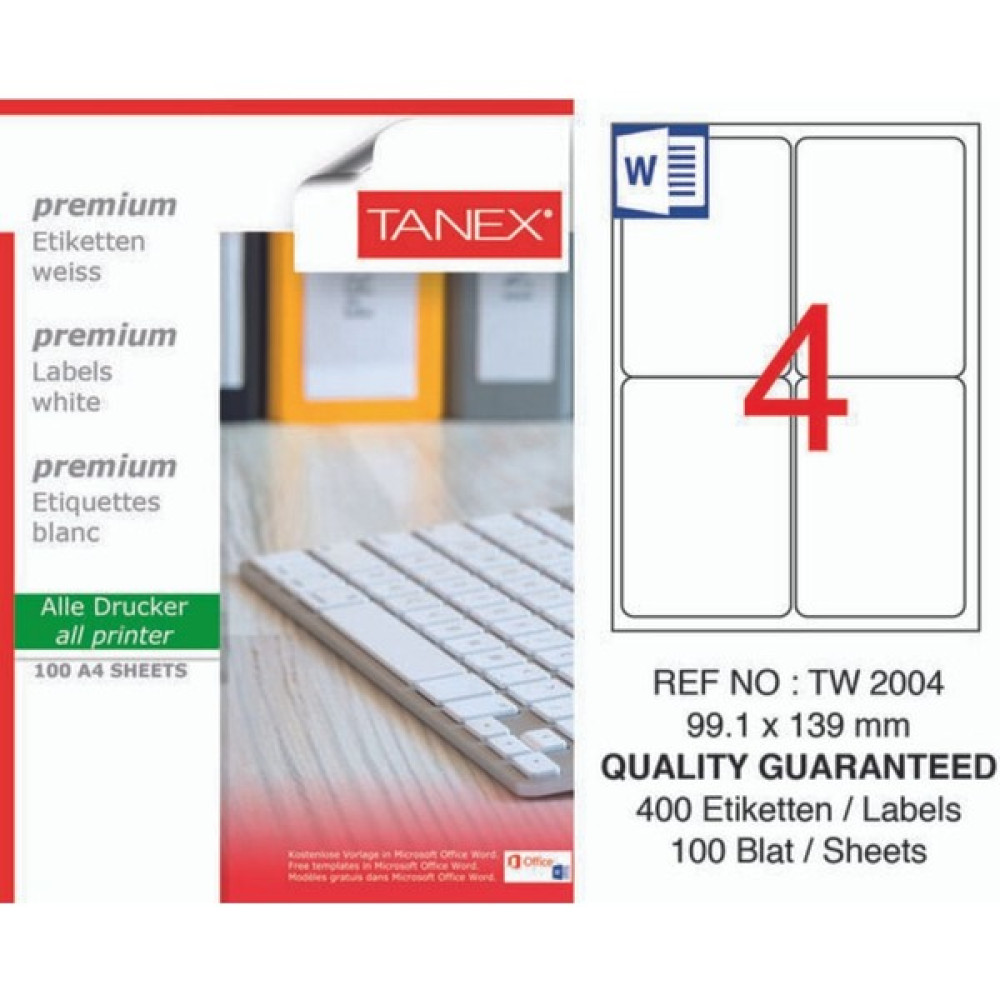 Tanex TW-2004 99.1X139 mm Lazer Etiket 100LÜ Oto Boyaları Fiyatı