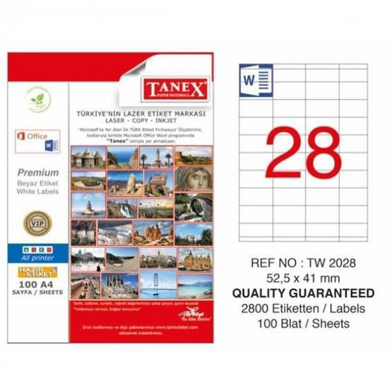 Tanex TW-2028 52.5x41 mm Lazer Etiket