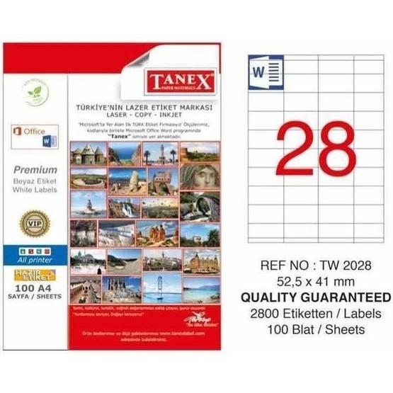 Tanex TW-2028 52.5x41 mm Lazer Etiket