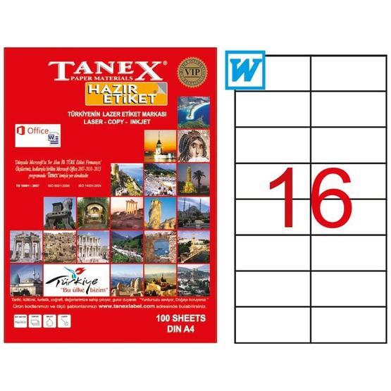 Tanex TW-2105 Lazer Etiket