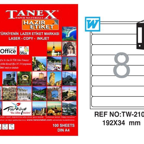 Tanex TW-2108 192x34 mm Lazer Etiket