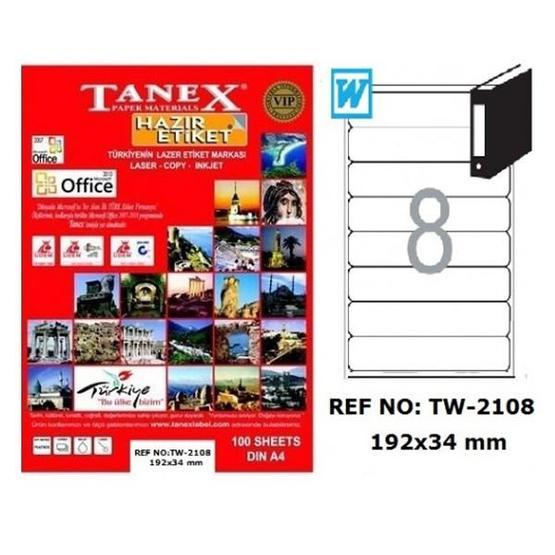 Tanex TW-2108 192x34 mm Lazer Etiket