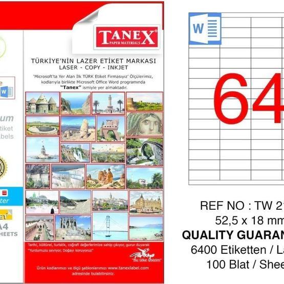 Tanex TW-2164 52.5x18 mm Lazer Etiket