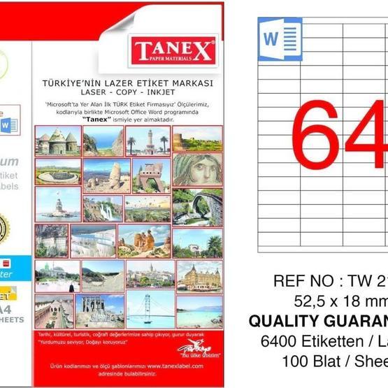 Tanex TW-2164 52.5x18 mm Lazer Etiket Etiket Fiyatı