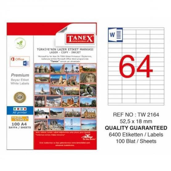 Tanex TW-2164 52.5x18 mm Lazer Etiket
