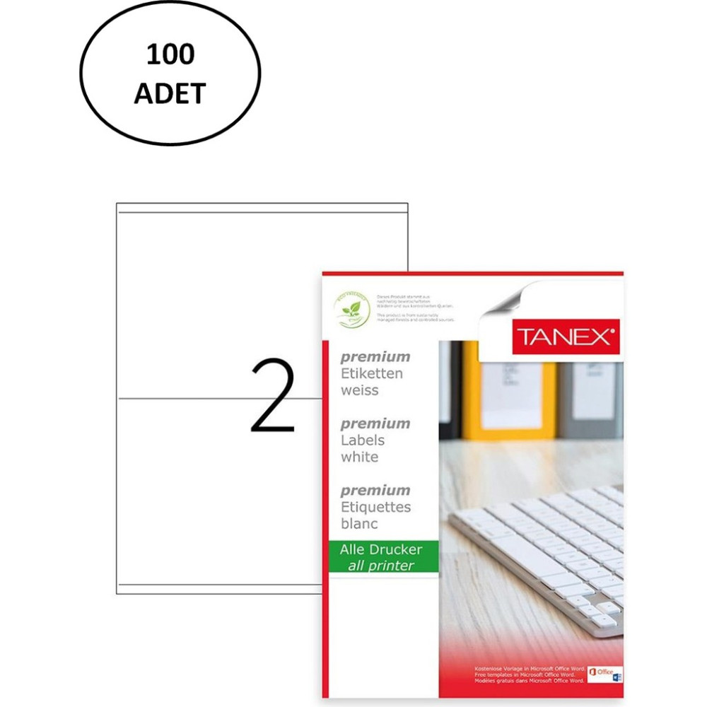 Tanex TW-2302 Laser Etiket 210X140 mm 100 Lü - -- Okul Etiketi Fiyatı