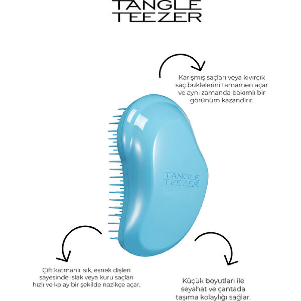 Tangle Teezer Kalın ve Kıvırcık Açıcı Saç Fırçası Mavi Saç Fırçası ve Tarağı Fiyatı