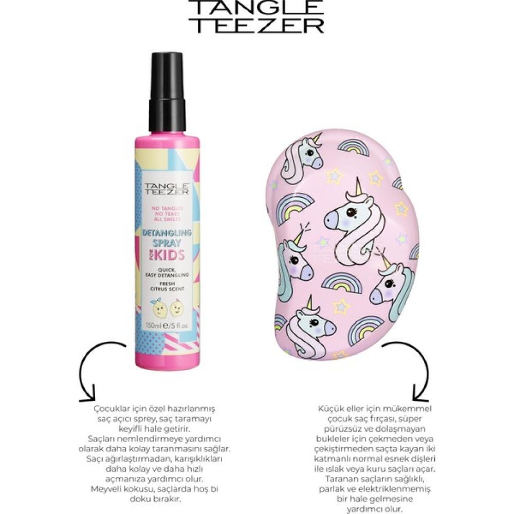 Tangle Teezer Original Mini Unicorn Magic Çocuk Saç Fırçası + Saç Açıcı Sprey 150 ml Saç Fırçası ve Tarağı Fiyatı
