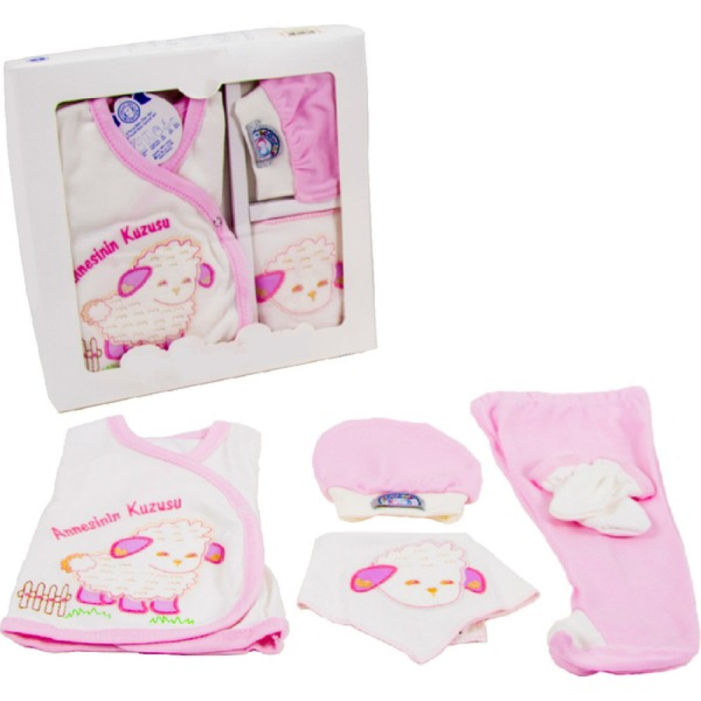 Tangmoda Kız Bebek Yenidoğan Giyim Seti 5 Parça Pembe Anne Kuzusu Hastane Çıkışı Bebek Hastane Çıkışı Fiyatı