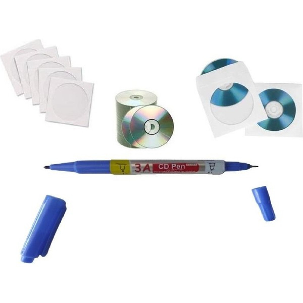 Tangy Boş CD 10 Adet Boş CD Zarfı 10 Adet Asetat Kalemi Mavi Çift Taraflı S ve M Tipli - Beyaz Zarf Fiyatı