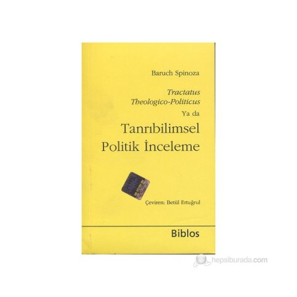 Tanrıbilimsel Politik İnceleme-Benedictus De Spinoza Felsefe Kitapları Fiyatı
