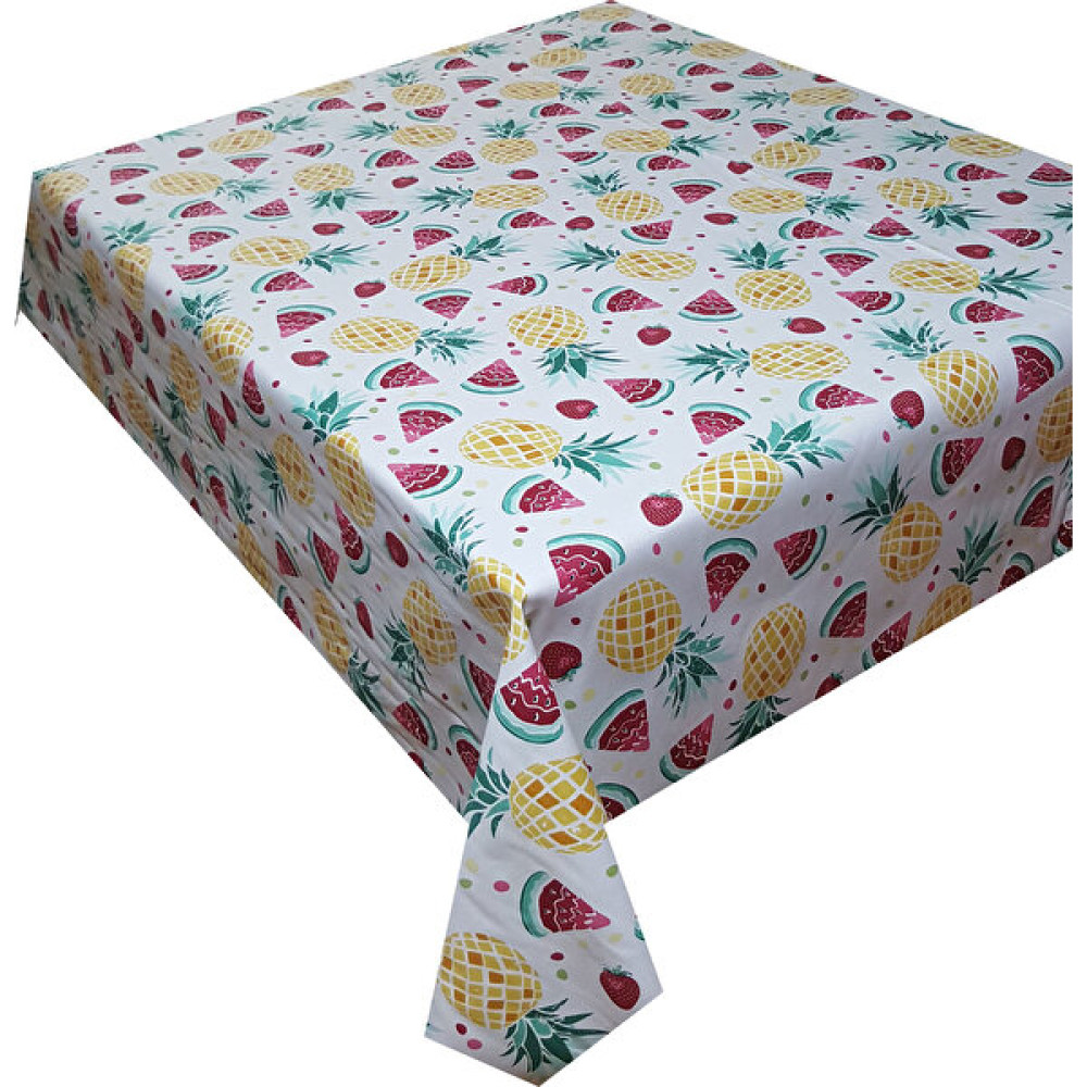Tante Belle Meyve Şöleni Dertsiz Leke Tutmaz Duck Kumaş Salon - Mutfak Masa Örtüsü - Renkli - 140 x 140 cm Masa Örtüsü Fiyatı