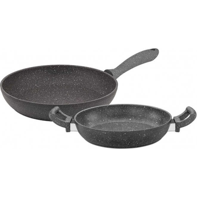 Tantitoni Granit 2li Tava ve Sahan Seti 28/20 cm Gri (8695835420561) Tencere / Tava Setleri Fiyatı