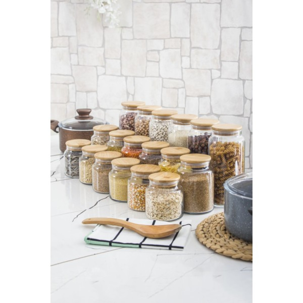 Taratatam 18 Li Set Bambu Kapaklı Cam Kavanoz & Erzak Saklama Kabı 6 x (1.3 Lt 0.80 Lt 0.50 Lt ( Vakum Kapak ) Saklama Kapları Fiyatı