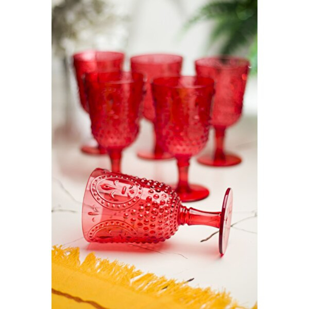 Taratatam Akrilik Kırmızı 6'lı Kadeh & Su Meşrubat Kahve Yanı Bardağı 450 ml ( Cam Değildir ) Fincan / Bardak / Kahve Takımı Fiyatı