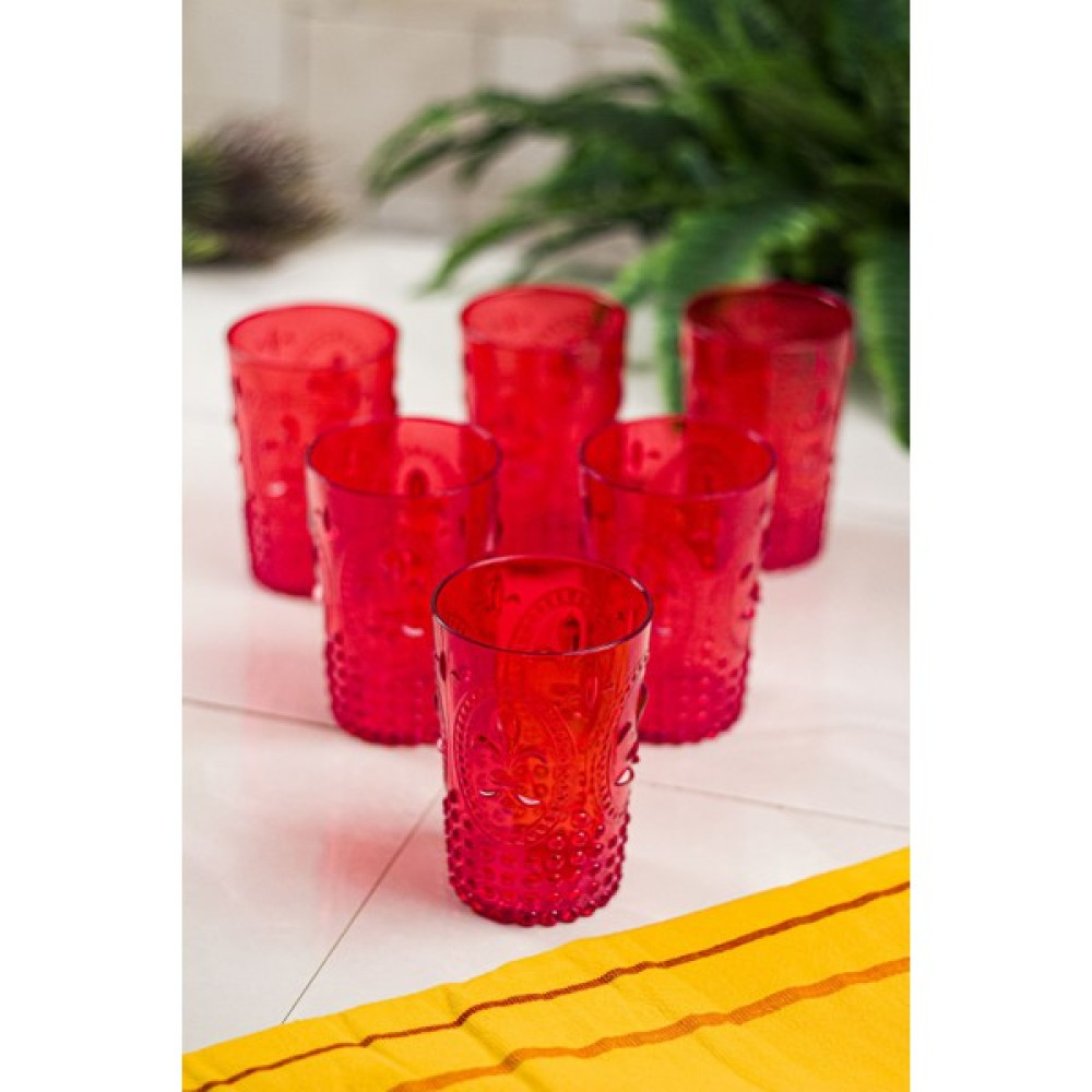 Taratatam Akrilik Kırmızı 6'lı Kısa Bardak & Su Meşrubat Kahve Yanı Bardağı 400 ml ( Cam Değildir ) Fincan / Bardak / Kahve Takımı Fiyatı