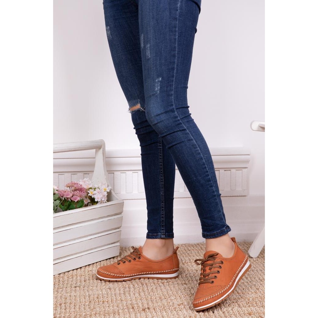 Tarçın Hakiki Deri Taba Kadın Deri Babet TRC116-0061 Babetler Fiyatı