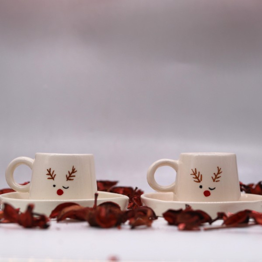 Tardan Michelle Seramik 2li Kahve Fincan Takımı 98ML - Xmas Deer Fincan / Bardak / Kahve Takımı Fiyatı