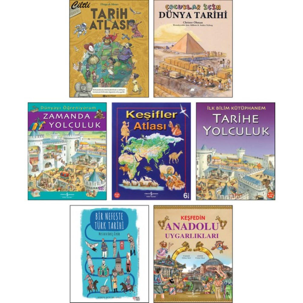 Tarih Atlası - Çocuklar İçin Dünya Tarihi - Zamanda Yolculuk - Keşifler Atlası - Tarihe Yolculuk - Bir Nefeste Türk Tarihi - Keşfedin Anadolu Uygar... Diğer Fiyatı