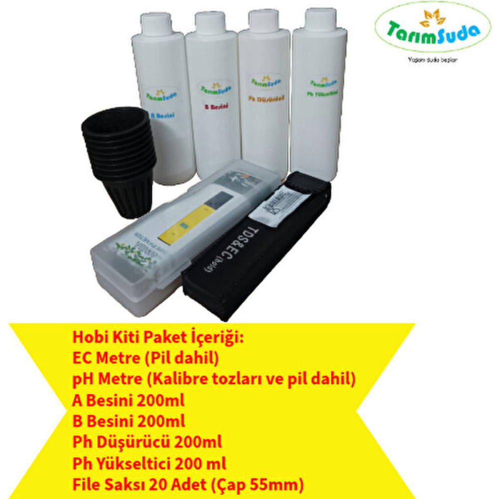 Tarım Suda Topraksız Tarım Hidroponik Hobi Kiti Kit - A ve B Besini Ph Düşürücü Ph Yükseltici Ec Metre Ph Metre Bitki Fiyatı