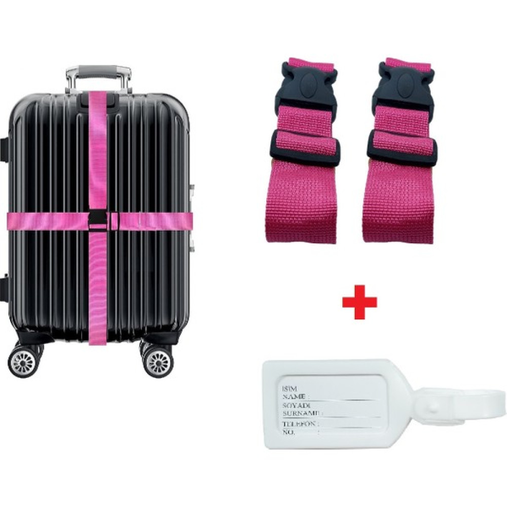 Tarix 2 Adet Pembe Valiz Kemeri + 1 Adet Beyaz Valiz Etiketi Çanta (Outdoor) Fiyatı