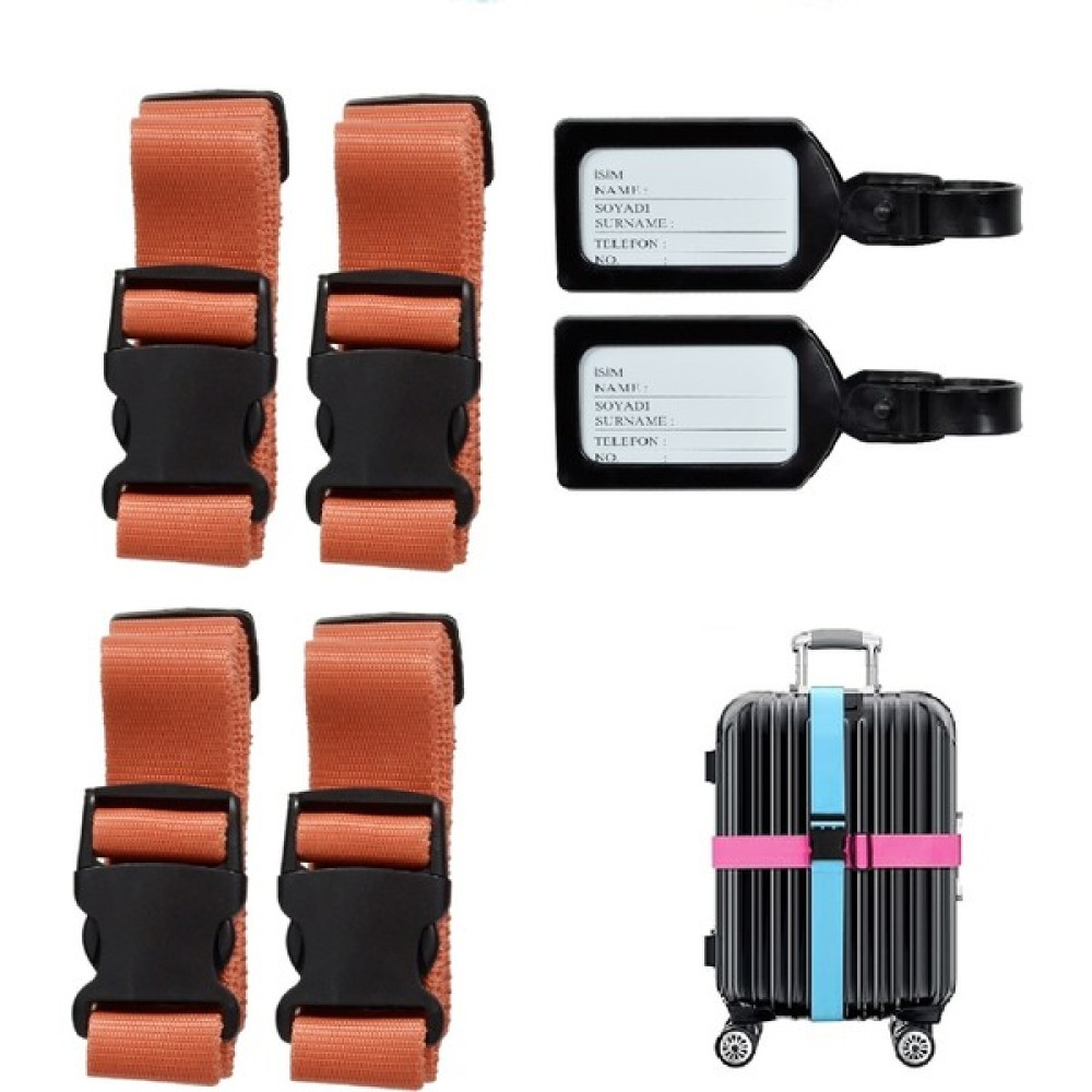 Tarix 4 Adet Turuncu Valiz Kemeri + 2 Adet Siyah Valiz Etiketi Çanta (Outdoor) Fiyatı