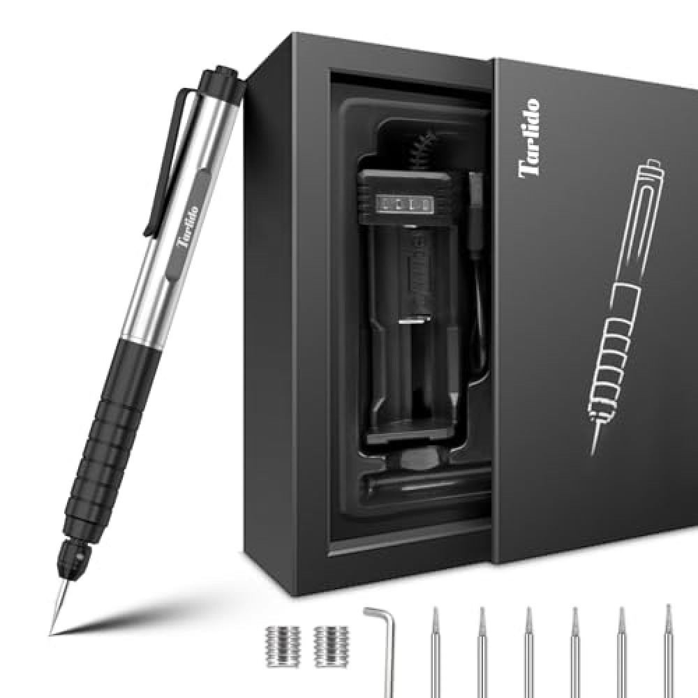 Tarlido Engraving Pen, USB Rechargeable Cordless Rotary Tools, Professional Mini Carving Machines Portable DIY Engraver Machine for Metal to Wooden, Glass, Jewelry-Black