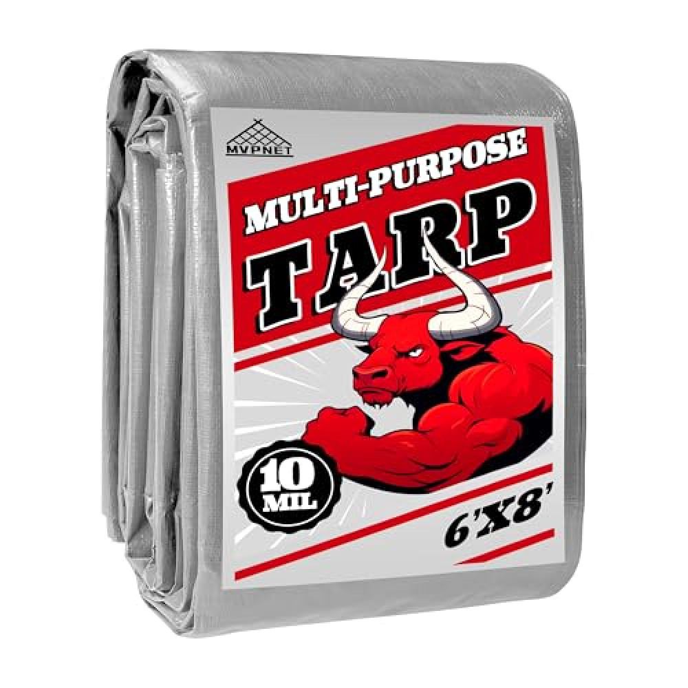 Tarp Heavy Duty 6x8ft Waterproof Tarps,10mil Uv Resistant,Multipurpose Silver/Black Tarps for Cars,Camping,Roof,Ship,Garden.by-MVPNET Car Cover Fiyatı