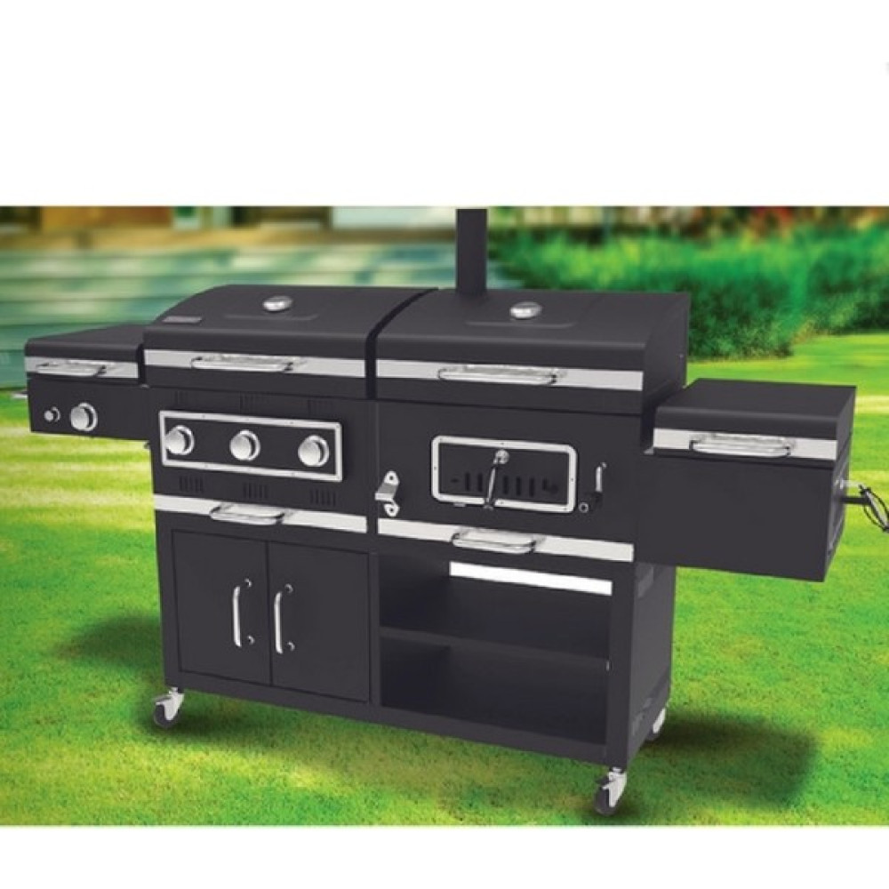 Tarrington House Combo Dolaplı 3 Brülör Gazlı ve Kömürlü Döküm Izgaralı Barbekü Mangal - Siyah Bahçe Mangalı & Barbekü Fiyatı