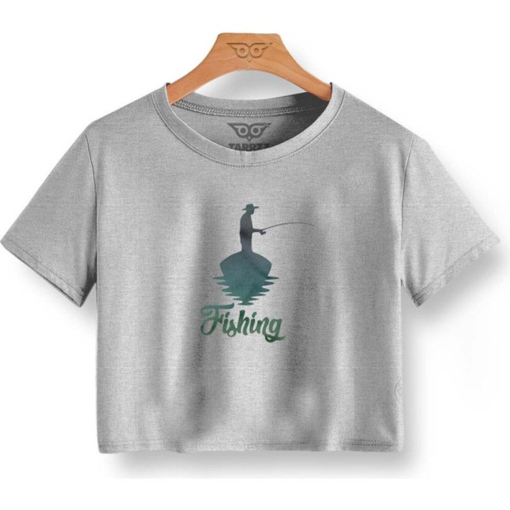 Tarrzzcom Balıkçı Baskılı Kadın Crop Kadın Crop T-Shirt Bluz Fiyatı