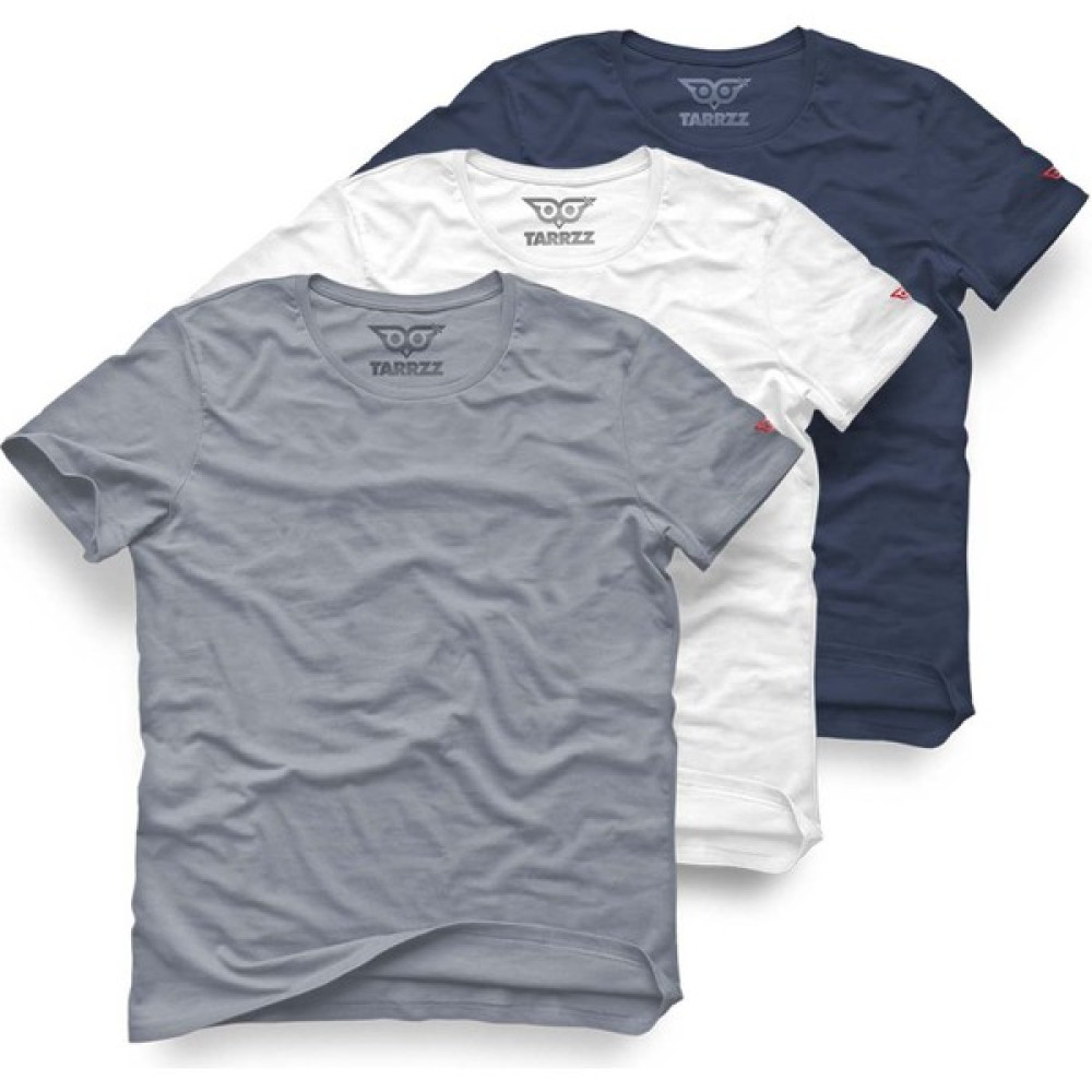 Tarrzzcom Basic T-Shirt Kadın ve Erkek 3'lü T-Shirt Set Basic T-Shirt Set Pamuk Kısa Kollu Bisiklet Yaka Çok Renkli T-Shirt Erkek T-shirt Fiyatı