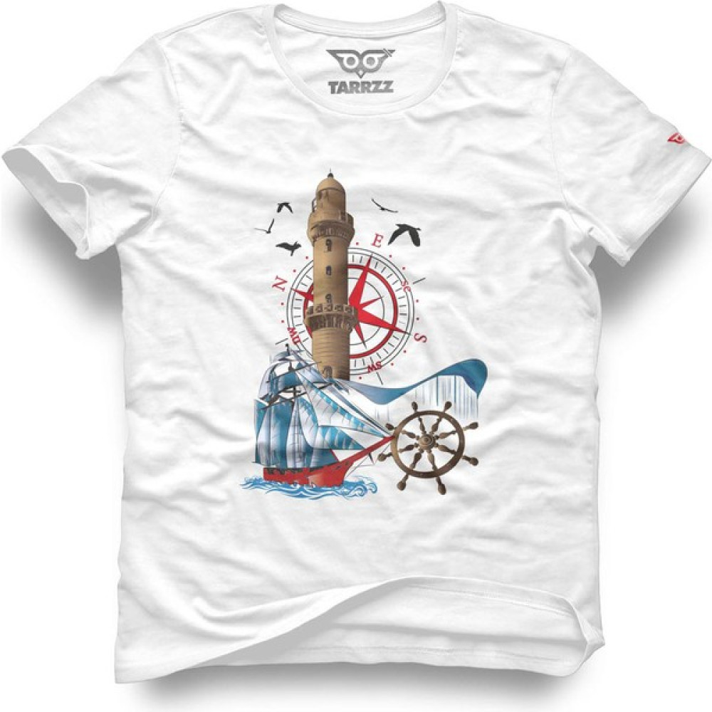 Tarrzzcom Deniz Feneri ve Yelkenli Tasarım Tişört Erkek T-shirt Fiyatı