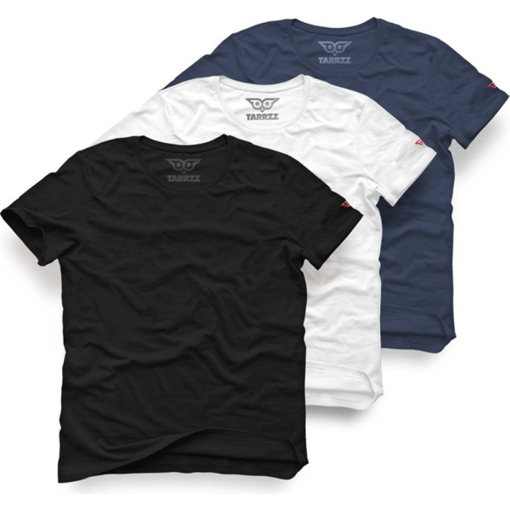 Tarrzzcom Tarrzzcombasic Baskısız T-Shirt Kadın ve Erkek 3'lü Set Pamuklu Kısa Kollu Bisiklet Yaka Çok Renkli T-Shirt Erkek T-shirt Fiyatı