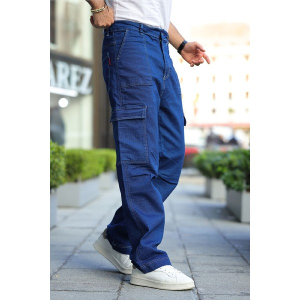 Tarz Cool Erkek Kar Yıkama Kargo Cepli Baggy Denim Pantolon Erkek Pantolon Fiyatı