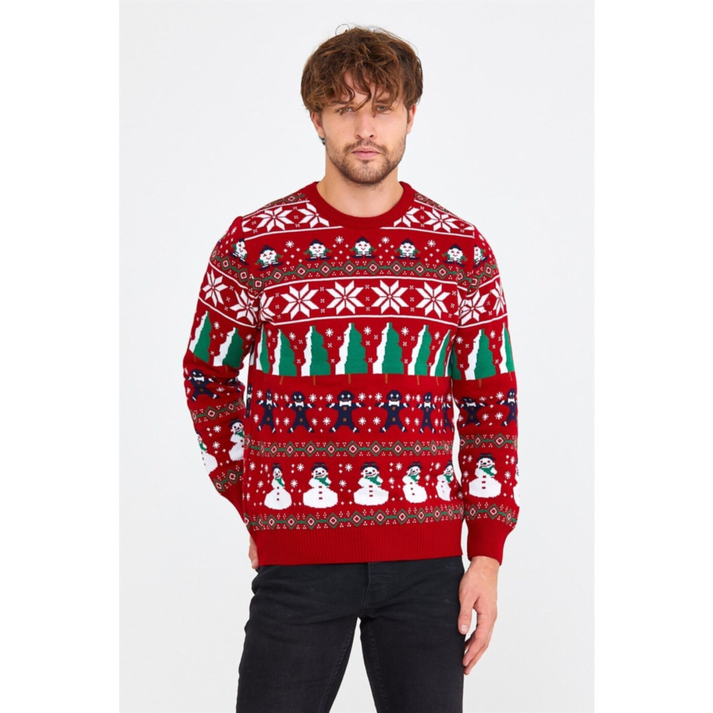 Tarz Cool Kırmızı Erkek Christmas Yılbaşı Kazağı-noelkzkr32s S Beden Bayan Kazak & Süveter & Triko Fiyatı