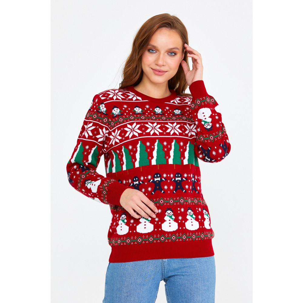 Tarz Cool Kırmızı Kadın Christmas Yılbaşı Kazağı M Beden Bayan Kazak & Süveter & Triko Fiyatı