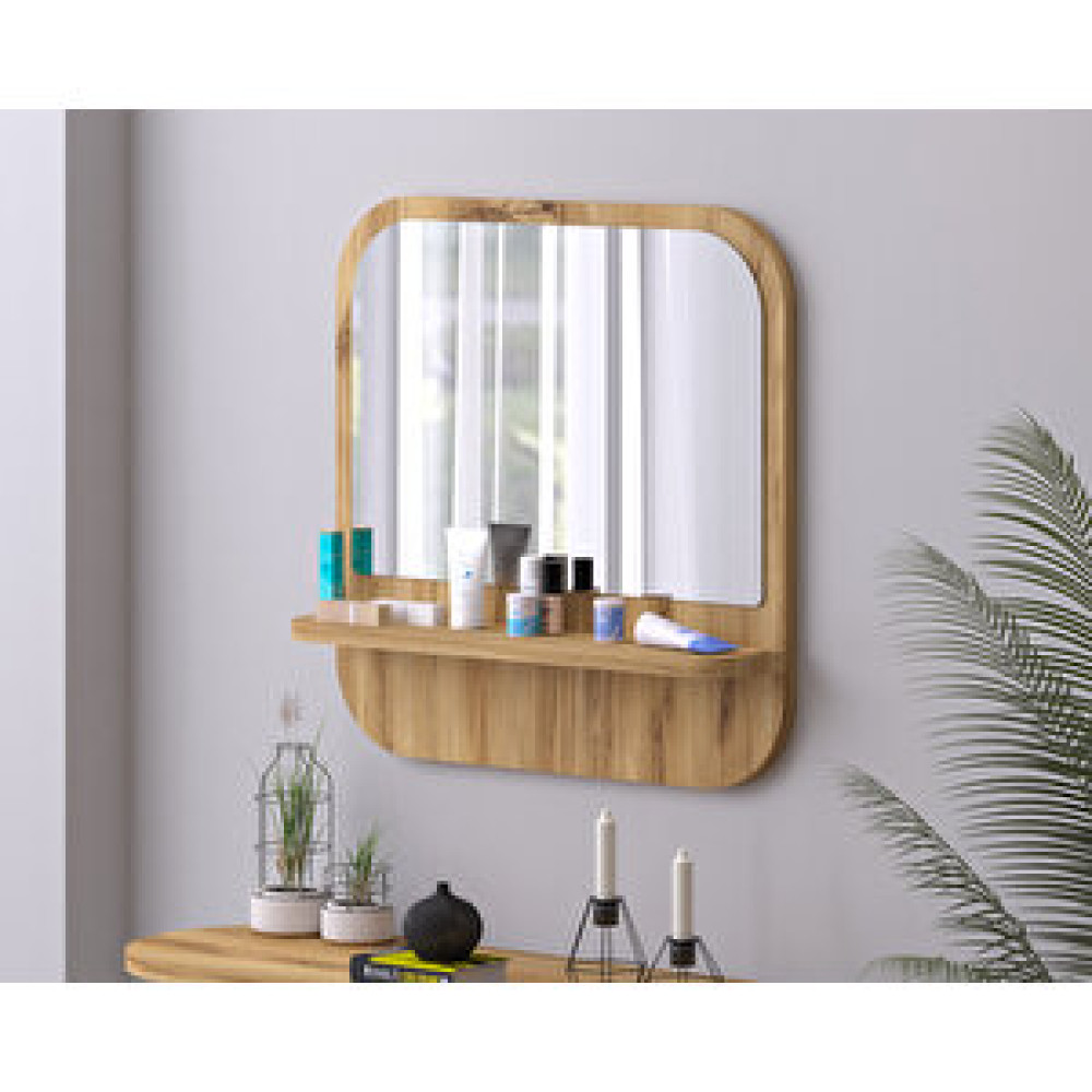 Tarz Design 45 Cm Kare Raflı Safir Meşe Antre Hol Koridor Duvar Salon Mutfak Banyo Ofis Makyaj Aynası Ayna Fiyatı