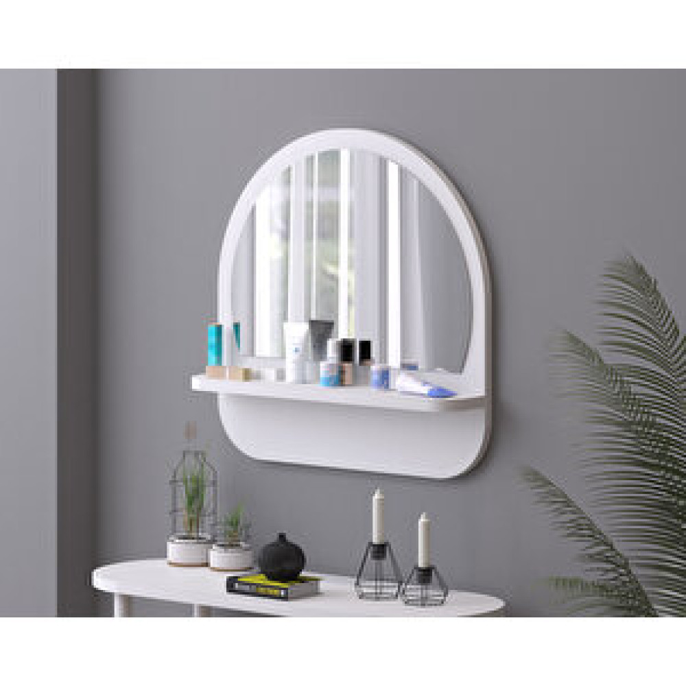 Tarz Design 45 Cm Oval Raflı Beyaz Antre Hol Koridor Duvar Salon Mutfak Banyo Ofis Makyaj Aynası Ayna Fiyatı