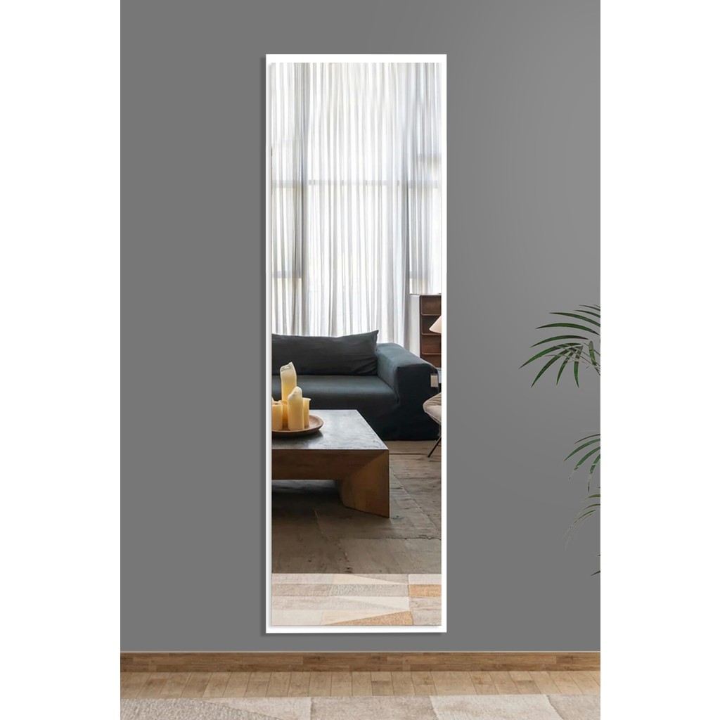 Tarz Design 50X150 cm Boy Ayna Antre Koridor Konsol Duvar Salon Banyo Wc Ofis Çocuk Yatak Odası Boy Aynası - Beyaz Çerçeveli Ayna Fiyatı