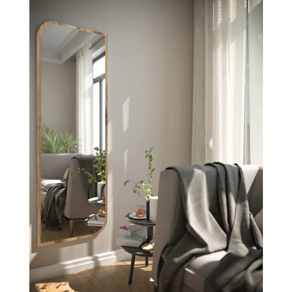 Tarz Design Beyaz Dekoratif Çapraz Oval Boy Aynası 50 x 150 cm - Ceviz Çerçeveli Ayna Fiyatı